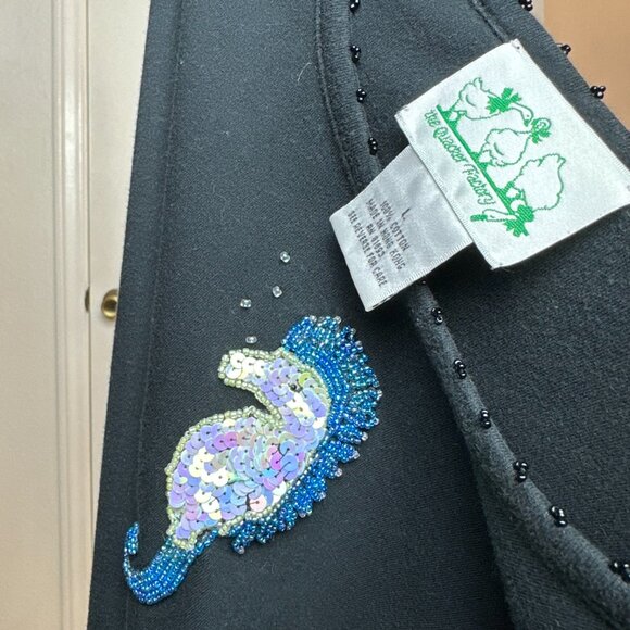 Vintage The Quacker Factory Sequin Seahorse  T Shirt Dress Large - Picture 5 of 5